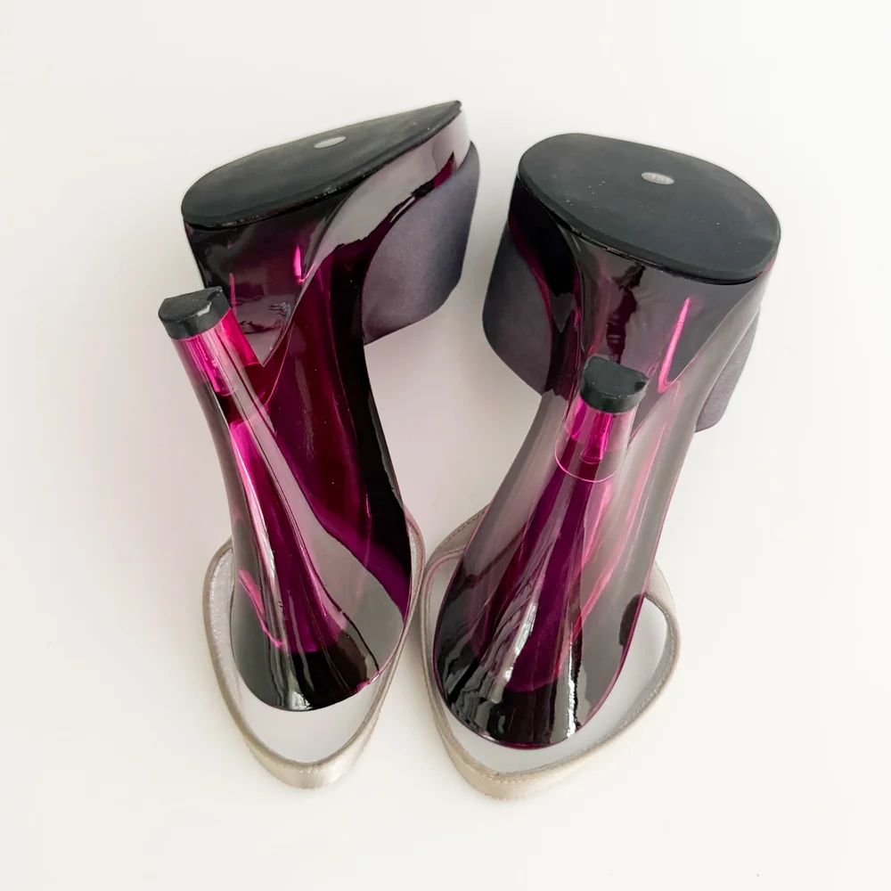 Prada S/S 1998 Vintage Lucite Slingback Heels (IT 35.5
